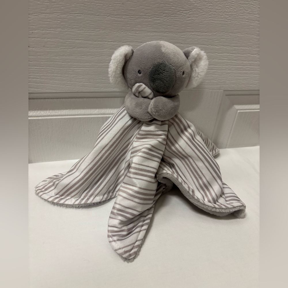 Carter's Gray and White Striped Plush Blanket
